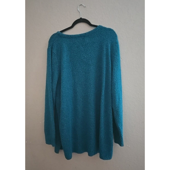 Basic Editions Blue Textured Long Sleeve Pullover Sweater Womans Plus Size 3X - Picture 2 of 4